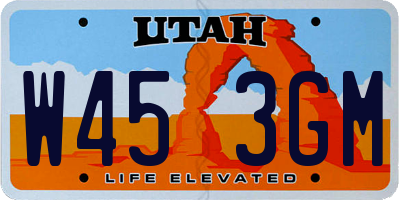 UT license plate W453GM