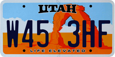 UT license plate W453HF