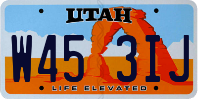 UT license plate W453IJ