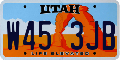 UT license plate W453JB