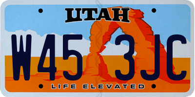 UT license plate W453JC