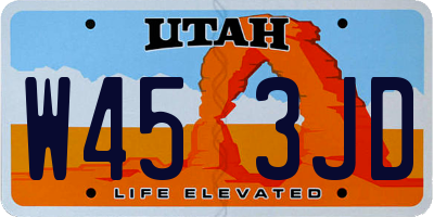 UT license plate W453JD