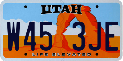 UT license plate W453JE