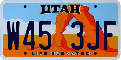 UT license plate W453JF