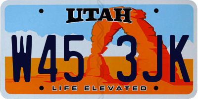 UT license plate W453JK