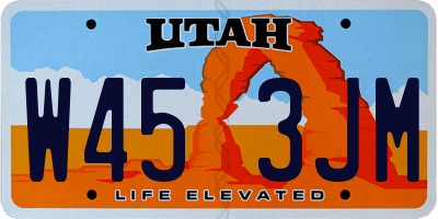 UT license plate W453JM
