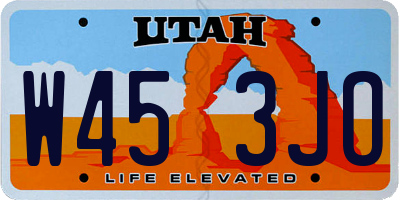 UT license plate W453JO
