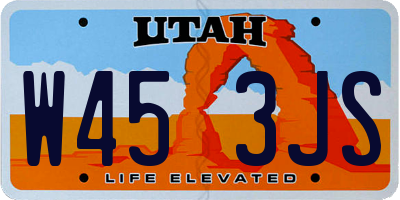 UT license plate W453JS