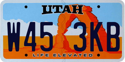 UT license plate W453KB