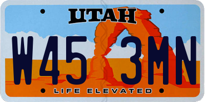 UT license plate W453MN