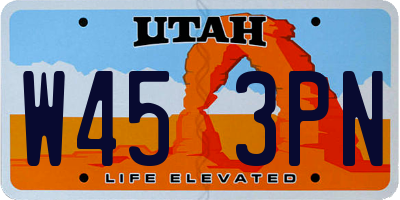 UT license plate W453PN