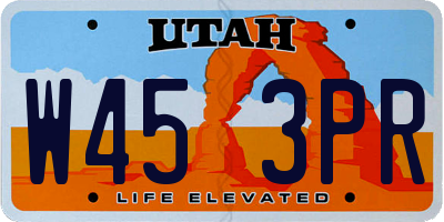 UT license plate W453PR