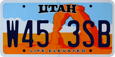 UT license plate W453SB