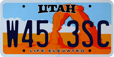 UT license plate W453SC