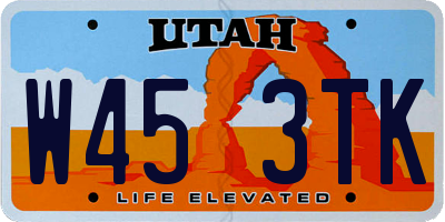 UT license plate W453TK