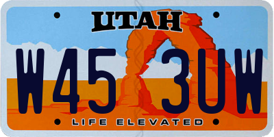 UT license plate W453UW
