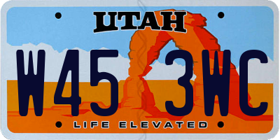 UT license plate W453WC