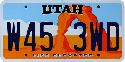 UT license plate W453WD