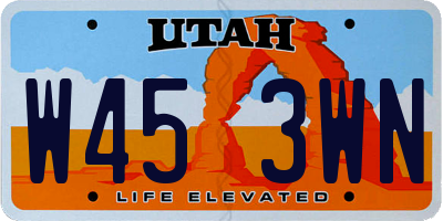 UT license plate W453WN