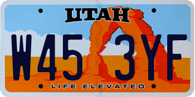 UT license plate W453YF