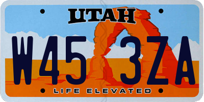 UT license plate W453ZA