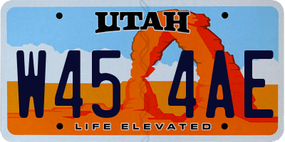 UT license plate W454AE