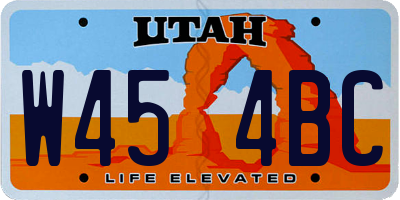 UT license plate W454BC