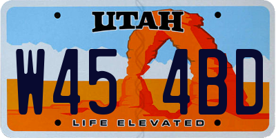 UT license plate W454BD
