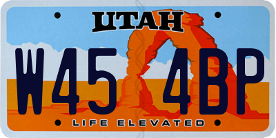 UT license plate W454BP