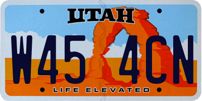 UT license plate W454CN