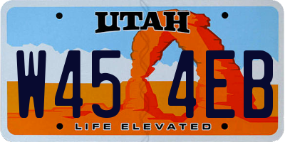 UT license plate W454EB