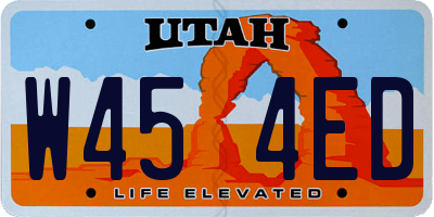 UT license plate W454ED