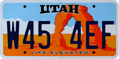 UT license plate W454EF
