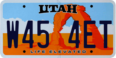 UT license plate W454ET