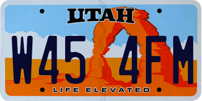 UT license plate W454FM
