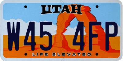 UT license plate W454FP