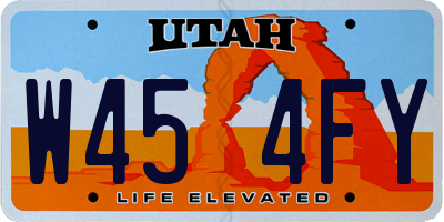 UT license plate W454FY