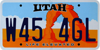 UT license plate W454GL