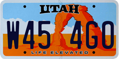 UT license plate W454GO