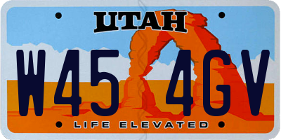 UT license plate W454GV