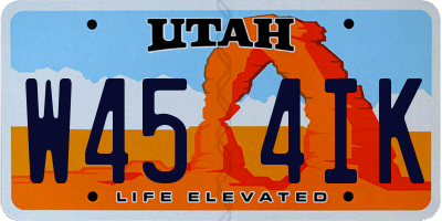 UT license plate W454IK