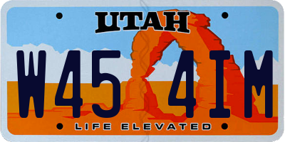 UT license plate W454IM