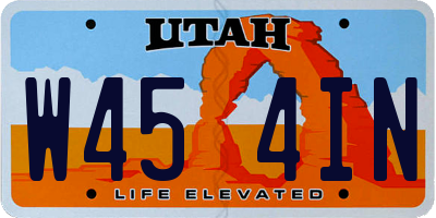 UT license plate W454IN