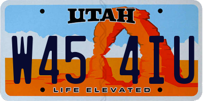 UT license plate W454IU