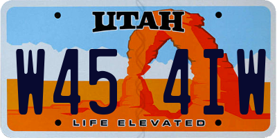 UT license plate W454IW