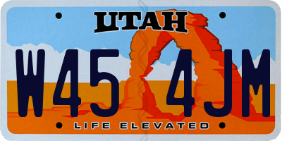 UT license plate W454JM