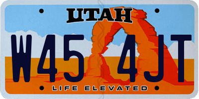 UT license plate W454JT