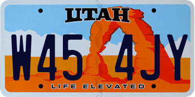 UT license plate W454JY