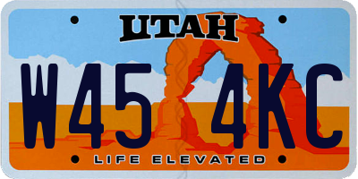 UT license plate W454KC