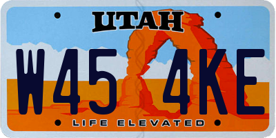 UT license plate W454KE